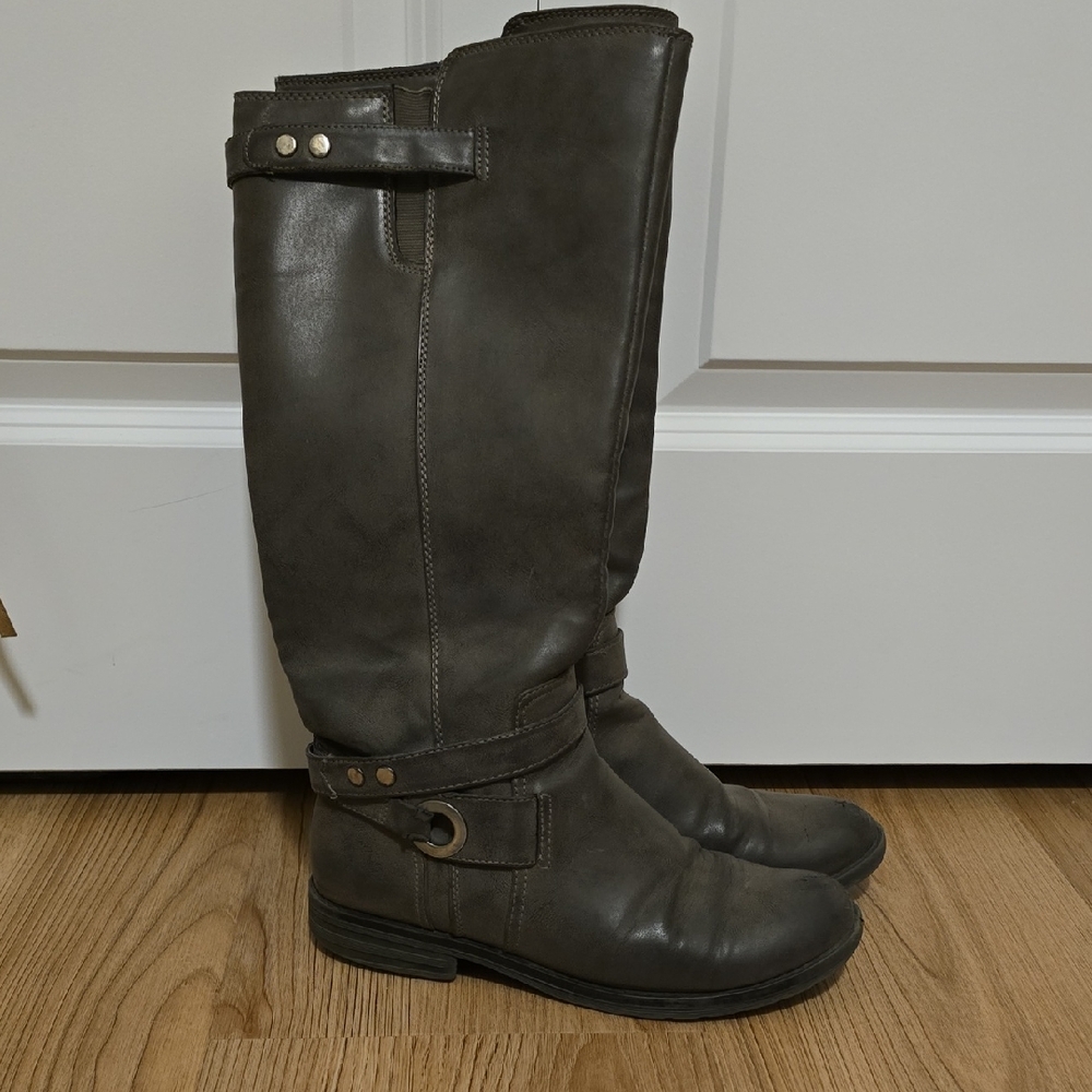 Natural Soul Tall Riding Boots in Charcoal Gray